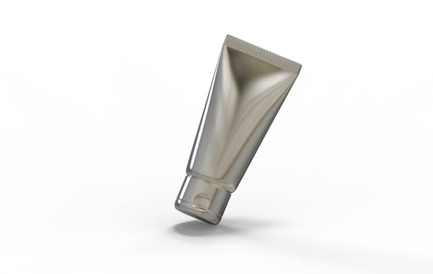 istock Silver Metallic cosmetic tube mockup template on isolated white background, ready for your design presentation, 3d illustration 1275145574