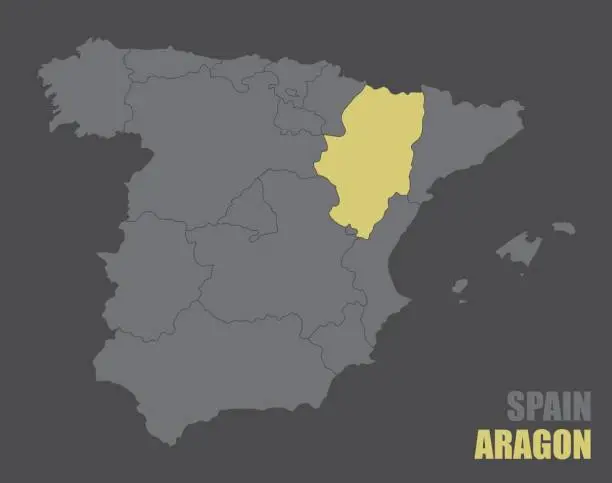 Vector illustration of Spain Aragon map