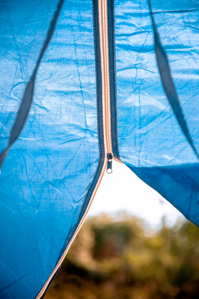 The blue Camp Tent outdoors and View on Nature from inside