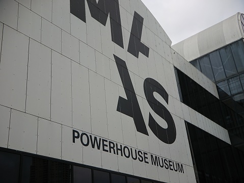 Sydney, New South Wales / Australia - December 11th 2019: An exterior view Powerhouse Museum by the entrance