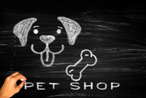 Pet Shop on blackboard