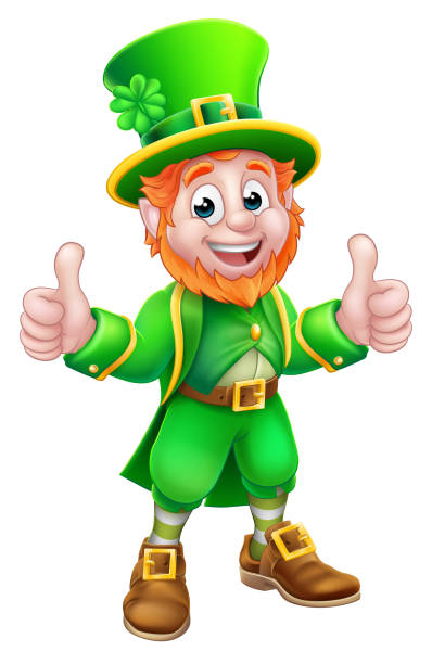 Leprechaun St Patricks Day Cartoon Character A Leprechaun St Patricks Day cartoon character mascot giving a thumbs up irish shamrock clip art stock illustrations