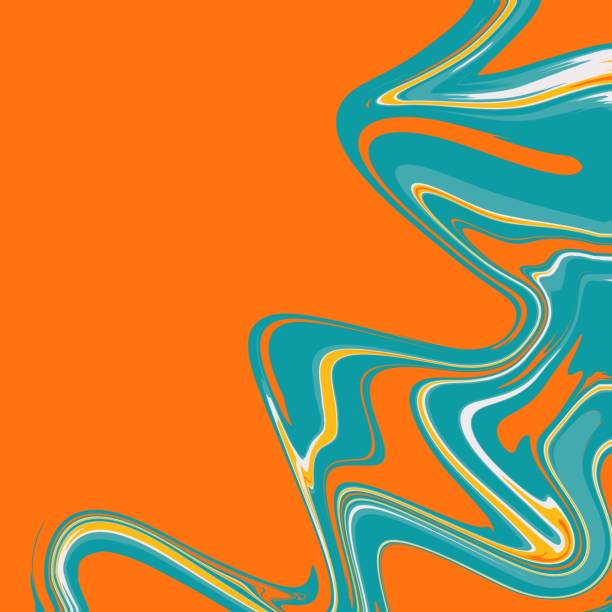 istock abstract wave liquid shape or abstract brush stroke, paint splash in blue and orange tones color on orange background with copy space for background decor 1275207262