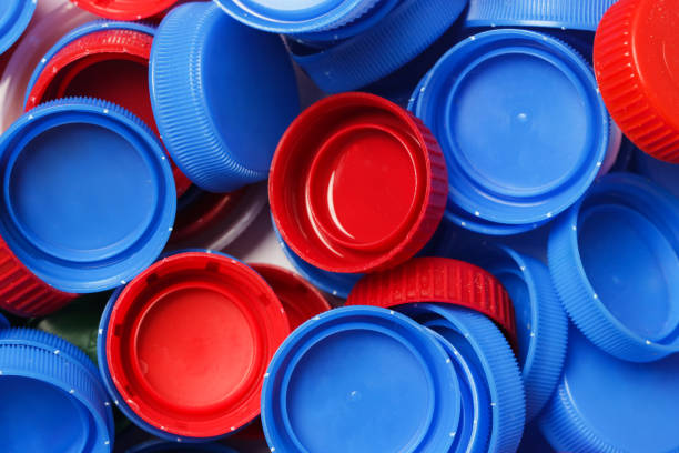 istock Heap of plastic bottle caps ready for recycling 1275226304
