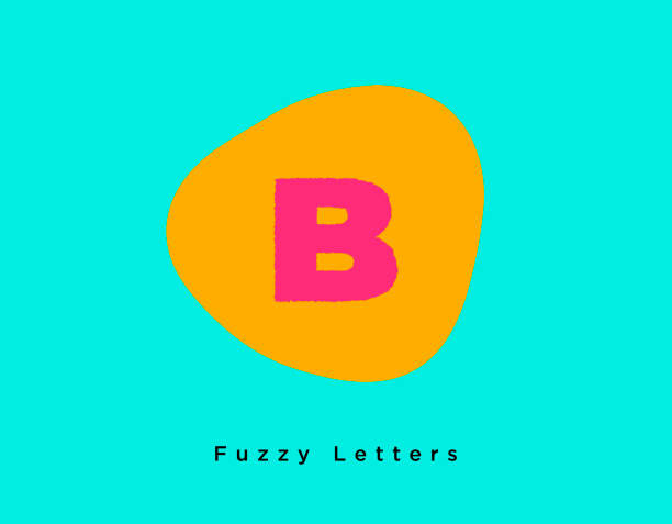 Bright Fuzzy Letter B on a Modern Funky Turquoise and Orange Background vector art illustration