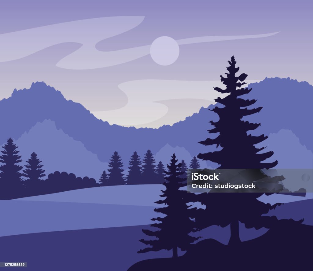 Phong Cảnh Màu Tím Với Bóng Núi Và Cây Thông Hình minh họa Sẵn có - Tải  xuống Hình ảnh Ngay bây giờ - Bảo tồn thiên nhiên, Bầu trời, Chi thông -  iStock