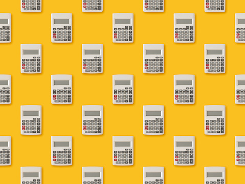 Seamless repetitive Calculator pattern on yellow background