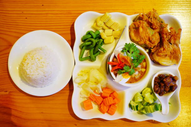 istock Shrimp-paste sauce in a bowl on the white plate with vegetable set and rice 1275266890