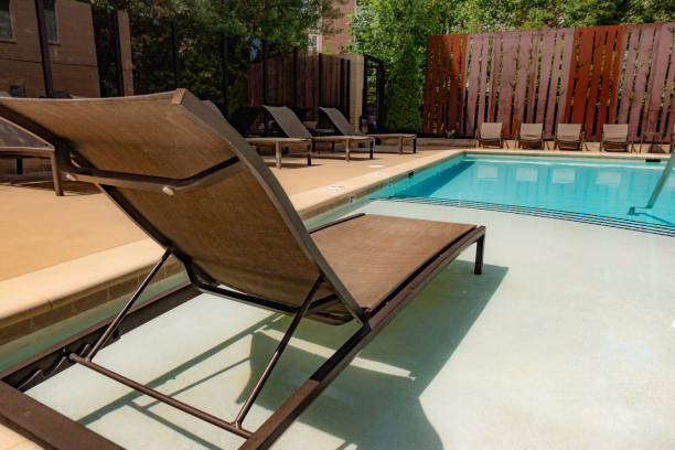 istock Outdoor Chaise Lounger next to the pool. 1275266903