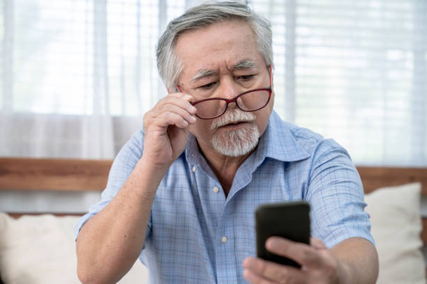 istock Asian elderly man who has eye pain and poor vision, Long sighted, Glaucoma. 1275277176