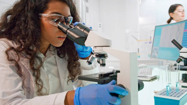 istock Multi ethnic scientists in laboratory. Mixed raced woman in foreground.Brainwave scanning research on computer screens 1275317436