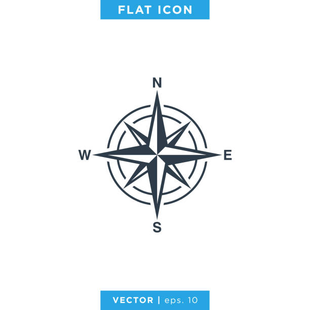ilustrações de stock, clip art, desenhos animados e ícones de wind rose compass icon vector logo design template. editable eps 10. - compass compass rose north direction