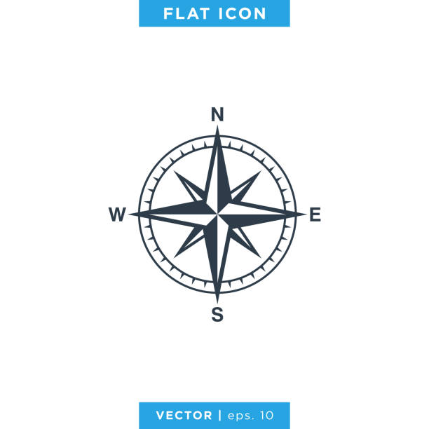ветер розы компас значок вектор логотип шаблона дизайна. редактируемый eps 10. - compass compass rose direction north stock illustrations