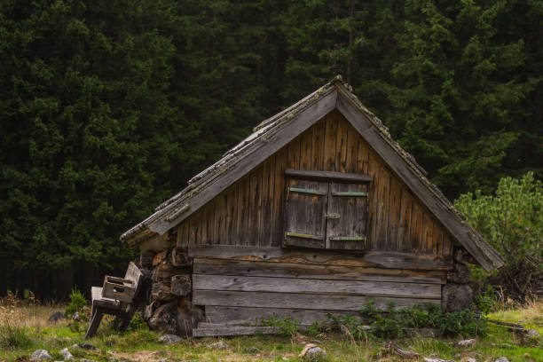 istock old wooden hut on a mountain 1275397426