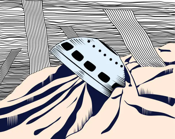 Vector illustration of Crashed UFO