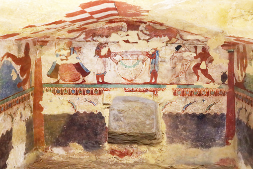Fresco from an etruscan tomb in Tarquinia, Italy.