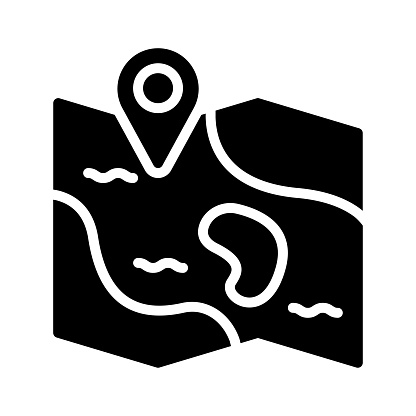 Sea Vector Map Ocean Related Sea Map With Location Pin And Water Vector In Solid ...