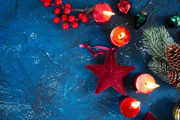 istock Christmas flat lay scene with golden decorations 1275425727