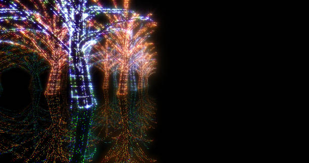 istock illumination tree neon city night light glitter 3D illustration background 1275438987