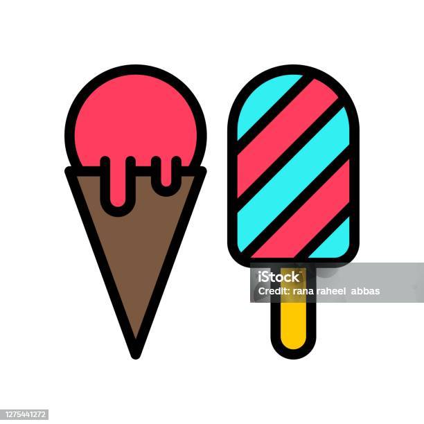 Party Icons Related Cone And Kulfi With Strips For Party And Celebration  Vector With Editable Stroke Stock Illustration - Download Image Now - iStock