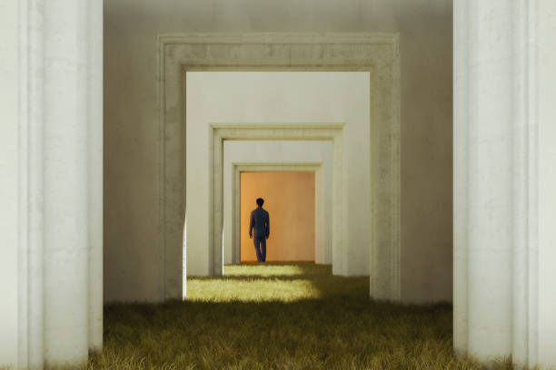 istock Overgrown old rooms with sleepwalker 1275445467