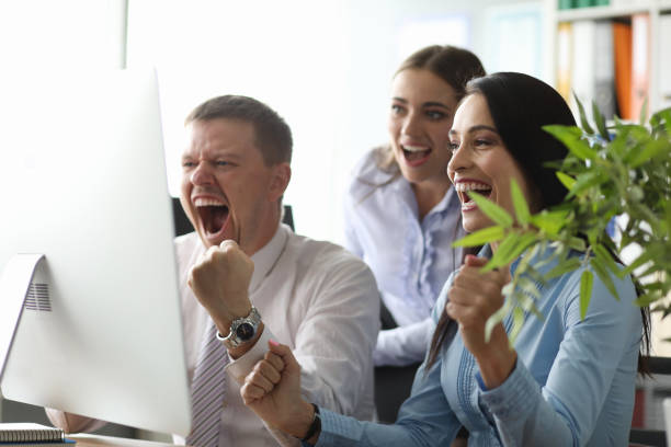 istock Delighted office workers being glad of their results 1275480108