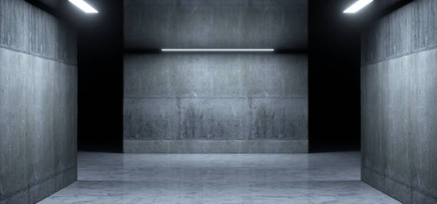 istock Rough Grunge Concrete Cement Underground Parking Tunnel Car Corridor Showcase Hangar Studio Polished Glossy Stone Floor  Empty Background 3D Rendering 1275500908