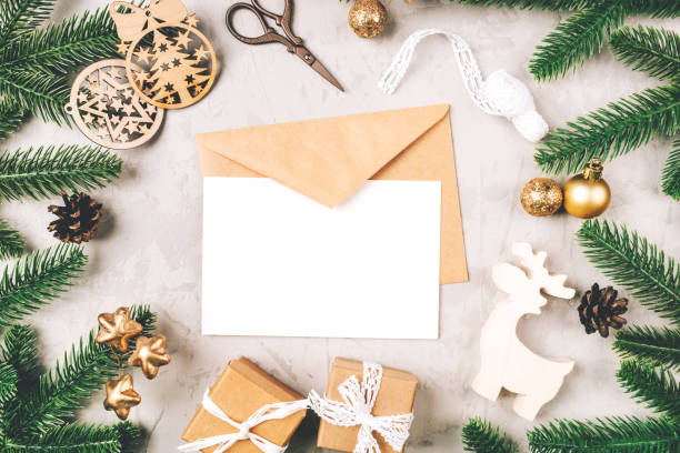 istock Christmas composition of fir tree branches and decorations. 1275502475