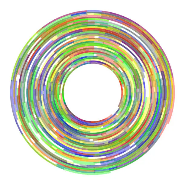 Vector illustration of Orbital limited lines, arc, in concentric circles around copy space. On white.