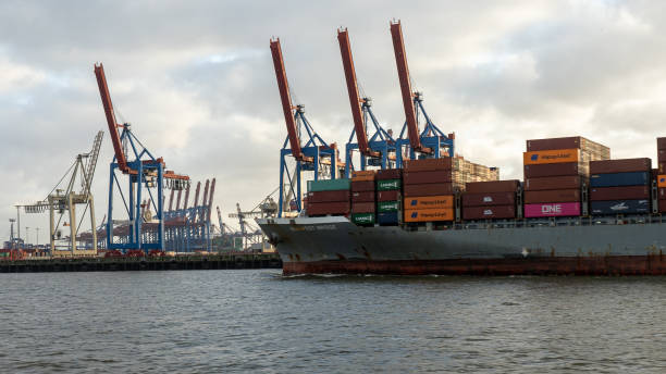 istock hamburg harbor cranes that look like giraffes, germany 1275567016