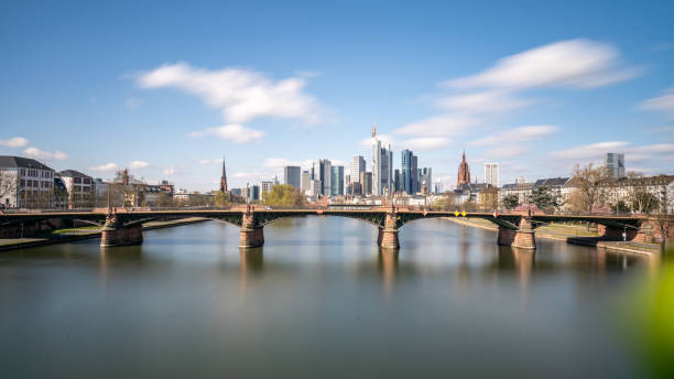 istock Frankfurt, Germany - March 31, 2020: frankfurt skyline view with ignas bubis bridge during daytime 1275574120
