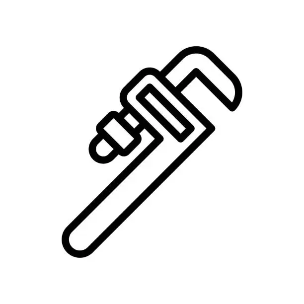 Vector illustration of plumber icons related plumber pipe wrench with handle vector in lineal style,