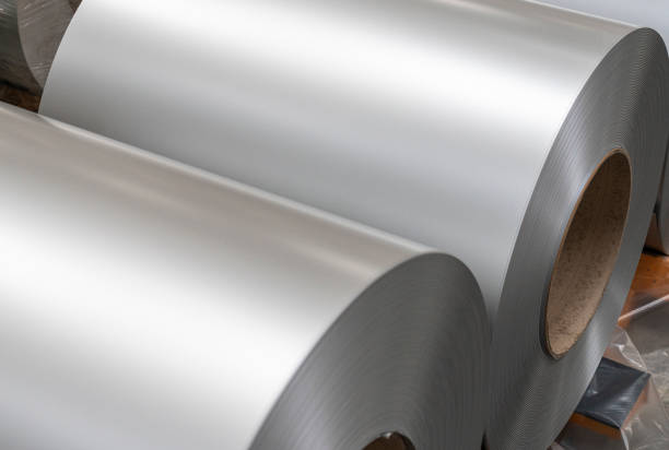 istock Large aluminium steel rolls 1275618929