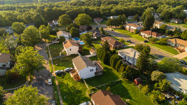 Aerial view of the houses in the suburban areas in Sayerville, New Jersey, USA. Suburban area in Sayerville, New Jersey, USA. new jersey photos stock pictures, royalty-free photos & images