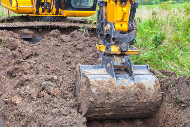 primer plano del cubo de la excavadora - cavan fotografías e imágenes de stock