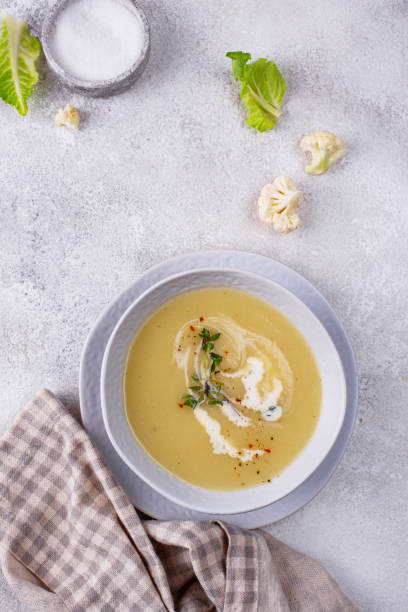 istock Healthy vegan cauliflower cream soup 1275660524
