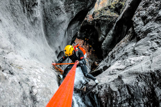 istock Extreme canyoneering activity in a magical canyon 1275660680