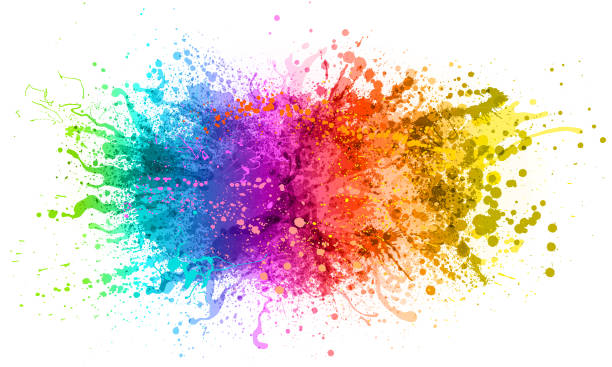 Rainbow paint splash Bright colorful rainbow paint splash abstract vector illustration spray splashing paint colors stock illustrations