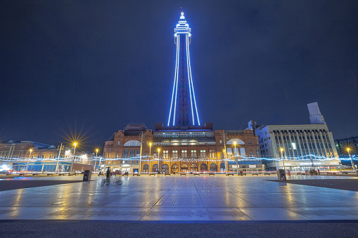Blackpool Tower and the Promenade buildings in September 2020.