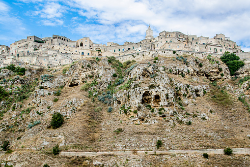 Matera, Basilicata, Italy: View of the large rocky outcrop that highlights the Sassi of Matera