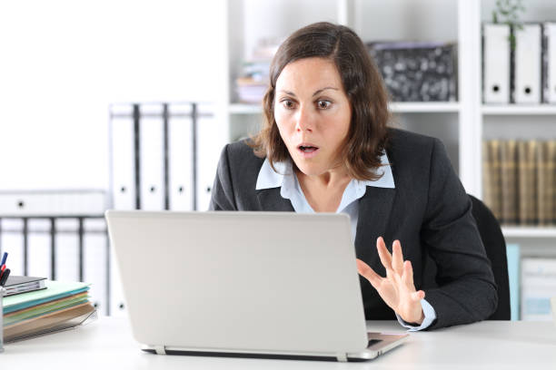 Free Stock Photo of Shocked woman reading unexpected information on ...