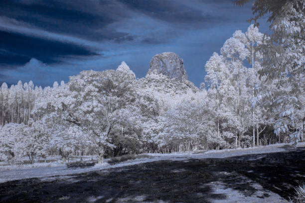 cuscuzeiro mount in analandia - sao paulo - brazil in infrared ir 720nm - climbing rock climbing rock mountain climbing imagens e fotografias de stock