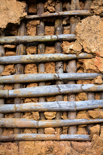 Rustic Cob Old Rustic Cob Wall With Wood And Mud Stock Photo - Download Image Now ...
