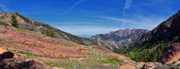 istock Lake Blanche forest and mountain landscape views from trail. Wasatch Front Rocky Mountains, Twin Peaks Wilderness,  Wasatch National Forest in Big Cottonwood Canyon in Salt Lake County Utah. United States. 1275705930