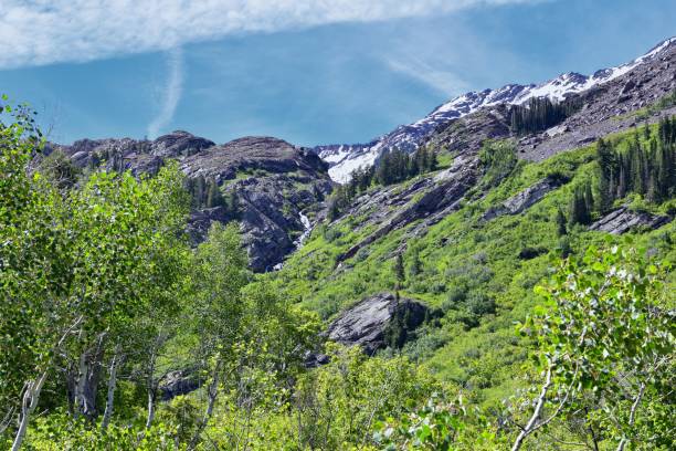 istock Lake Blanche forest and mountain landscape views from trail. Wasatch Front Rocky Mountains, Twin Peaks Wilderness,  Wasatch National Forest in Big Cottonwood Canyon in Salt Lake County Utah. United States. 1275712513