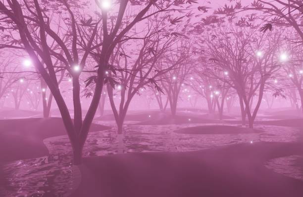 istock Abstract background.Dark  forest background at night. Fog, moonlight. 1275715144