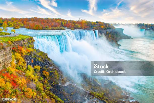 Niagara Falls Autumn Landscape Stock Photo - Download Image Now - Niagara Falls, New York State, Autumn