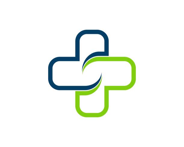 niebieski i zielony medyczny cross zdrowia - drink alcohol contemporary symbol stock illustrations
