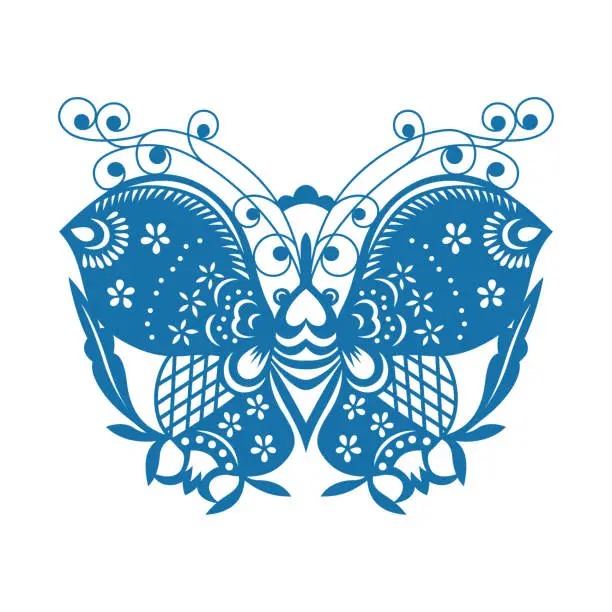 Vector illustration of Butterfly pattern(China paper-cut patterns)