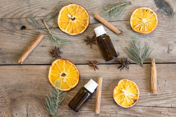istock Top view bottles and ingredients. Background aromatherapy and natural cosmetics concept 1275756283